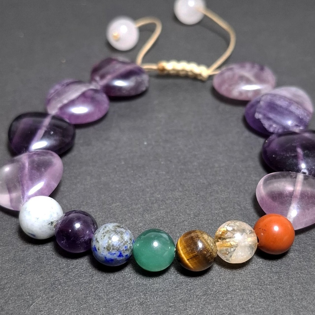 دستبند سنگ های هفت گانه و فلورین معدنی کد 34784