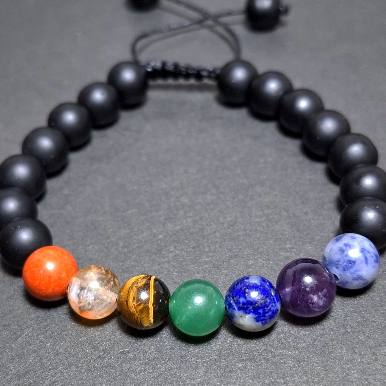 دستبند سنگ های هفت گانه و اونیکس معدنی کد 34786