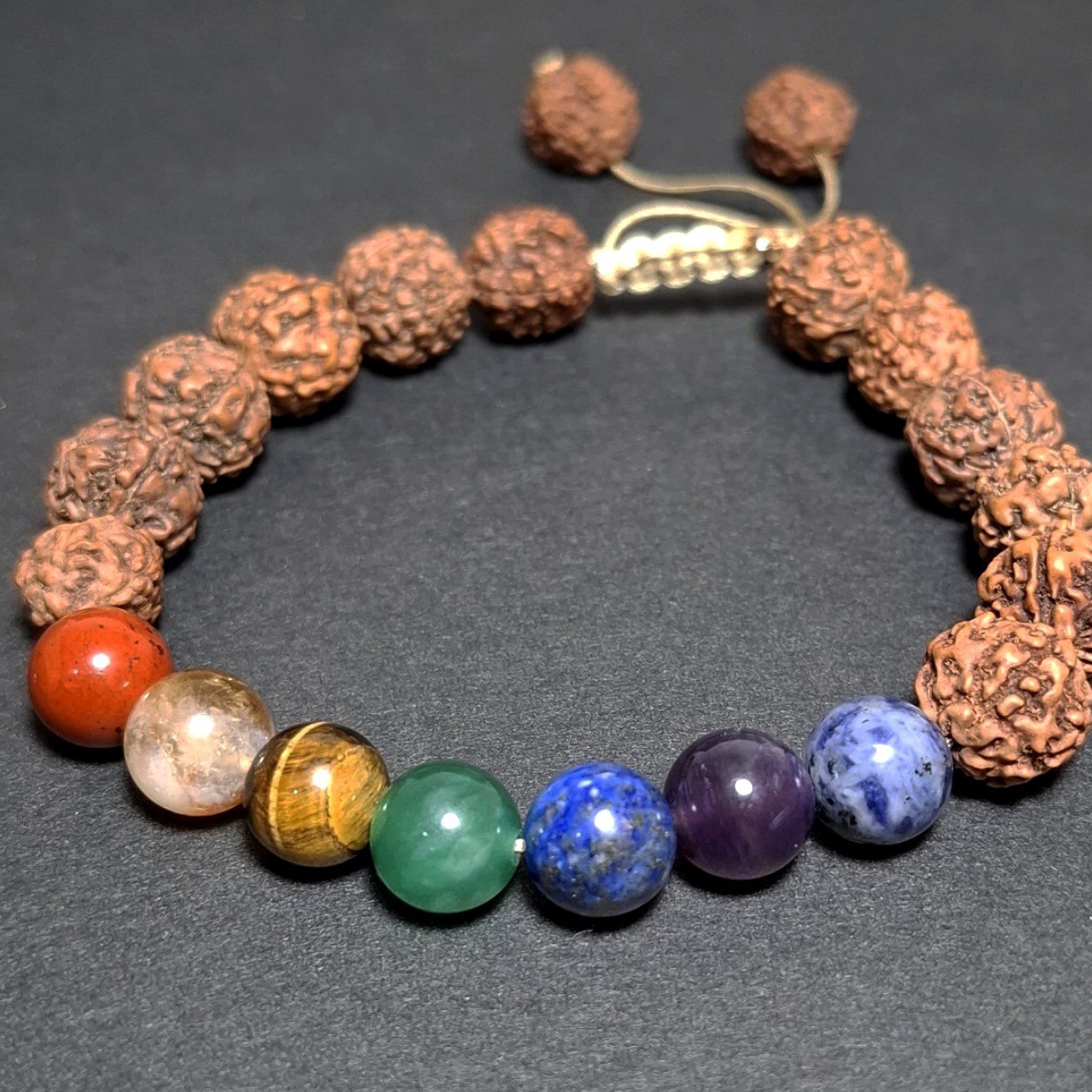 دستبند سنگ های هفت گانه معدنی و  رودراکشا کد 34788