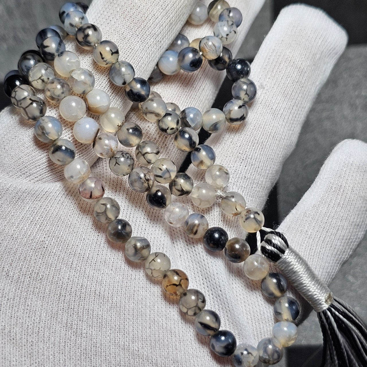 تسبیح ۱۰۱ دانه سنگ عقیق دراگون معدنی کد  36721