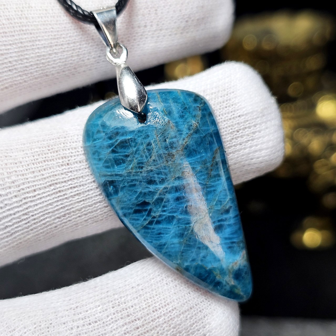 آویز گردنبند سنگ طبیعی آپاتیت معدنی کد 36671