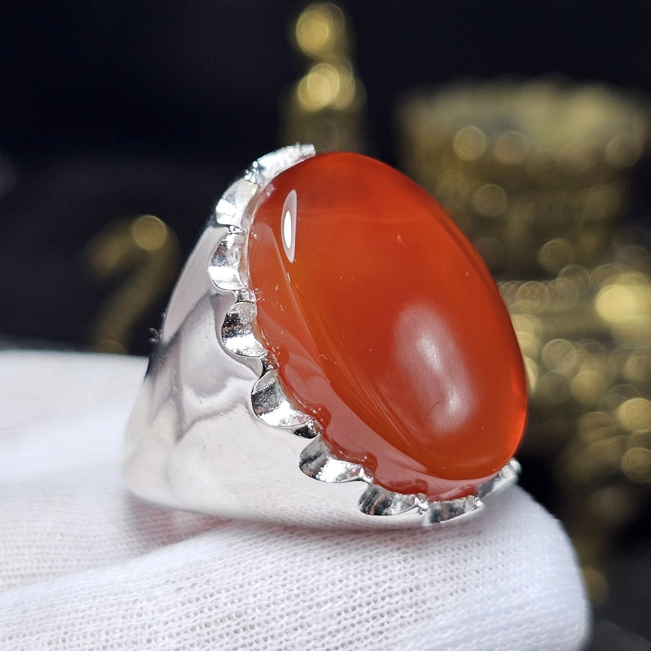 انگشتر نقره روس با سنگ عقیق  معدنی خراسانی کد 37036