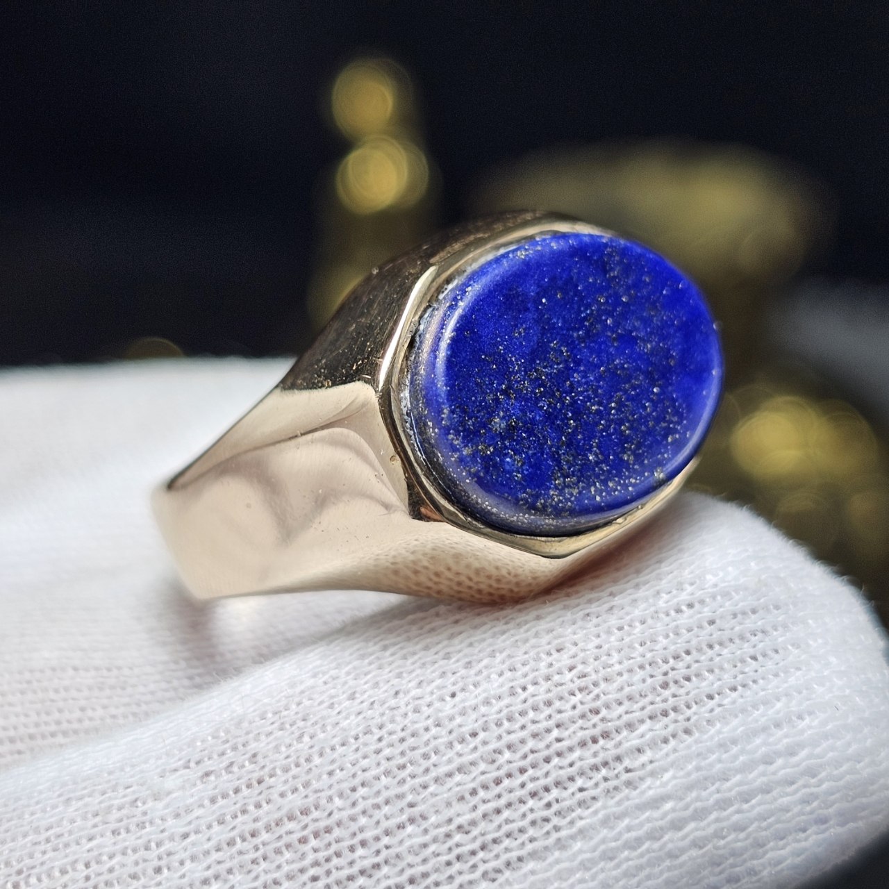 انگشتر طلا  روس با سنگ لاجورد معدنی کد 37045 