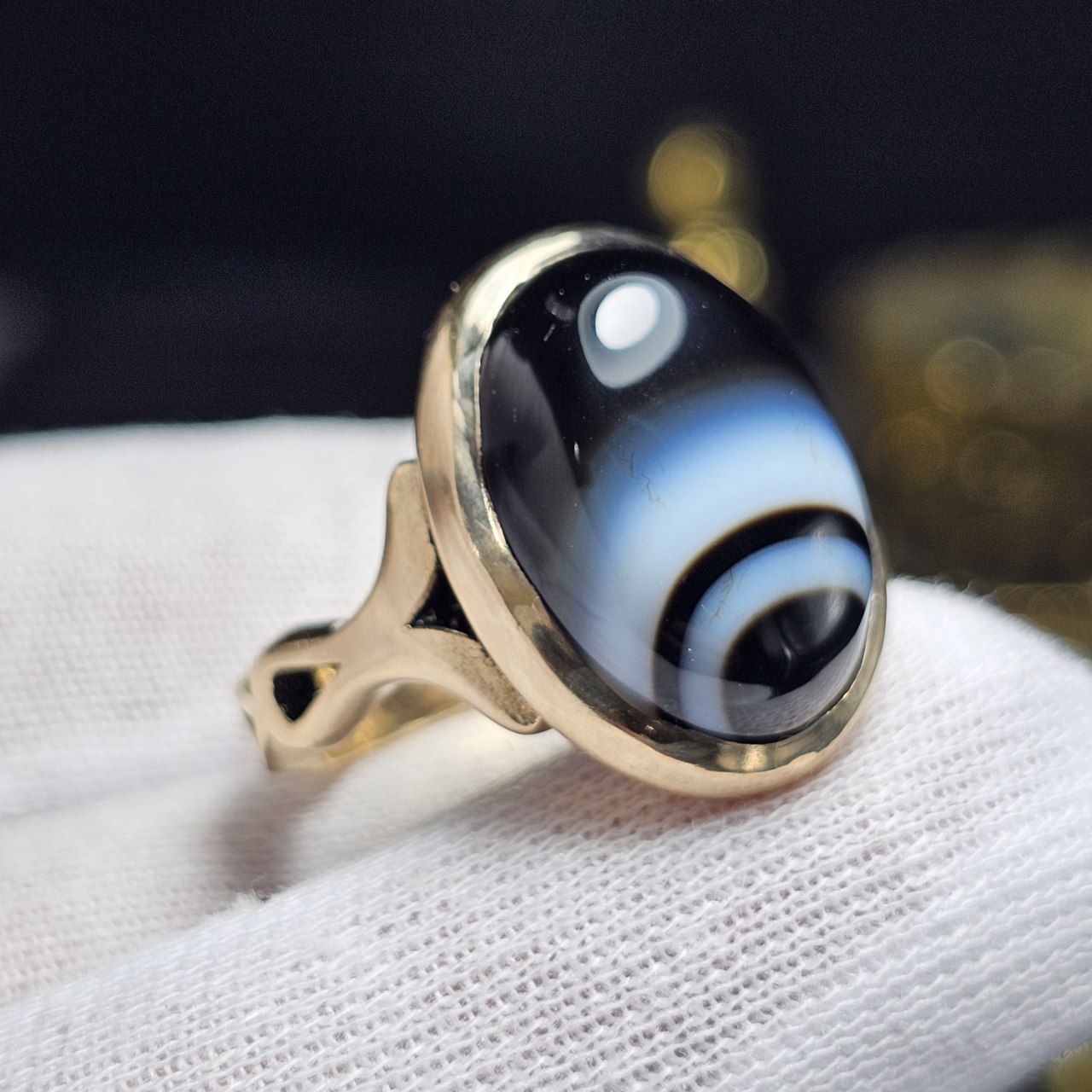 انگشتر طلا  روس با سنگ اونیکس معدنی کد 37054 