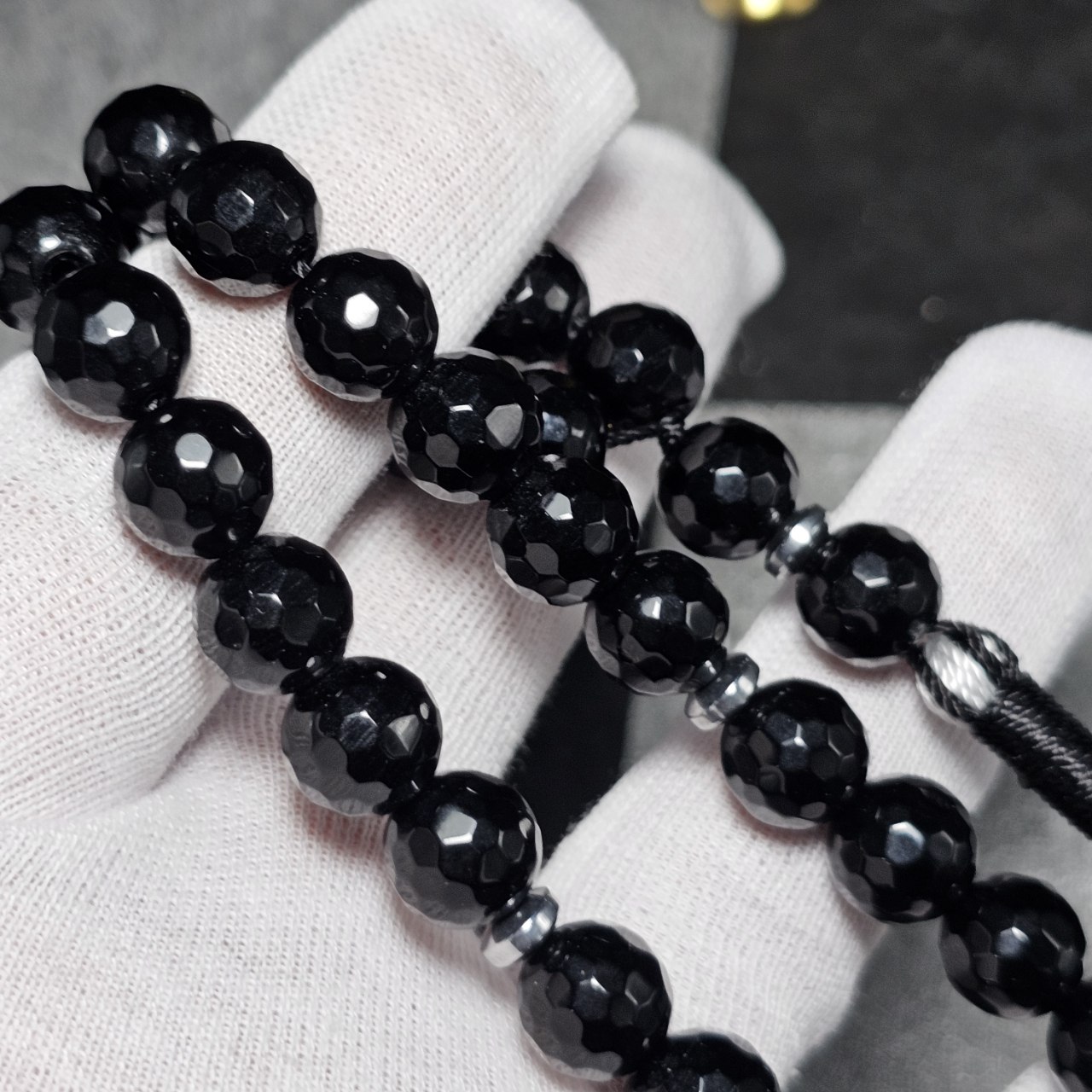 تسبیح ۳۳ دانه سنگ اونیکس معدنی تراش دار کد  37087