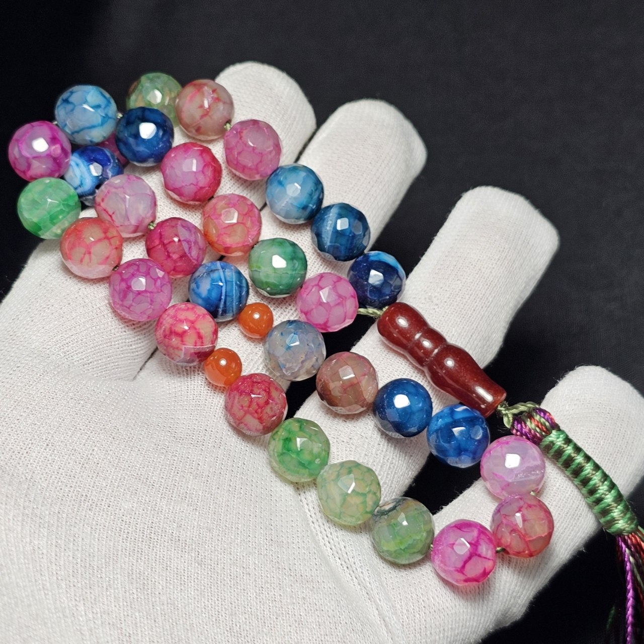 تسبیح ۳۳ دانه سنگ عقیق دراگون معدنی کد  37101