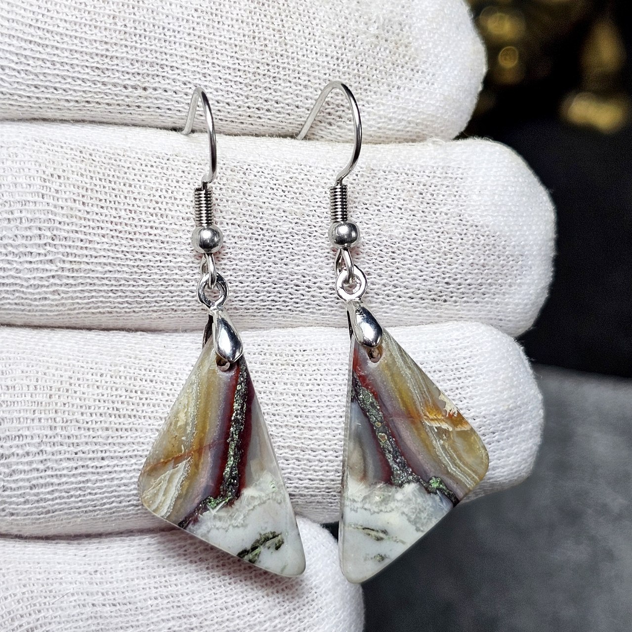 گوشواره سنگ طبیعی جاسپر معدنی کد 36704