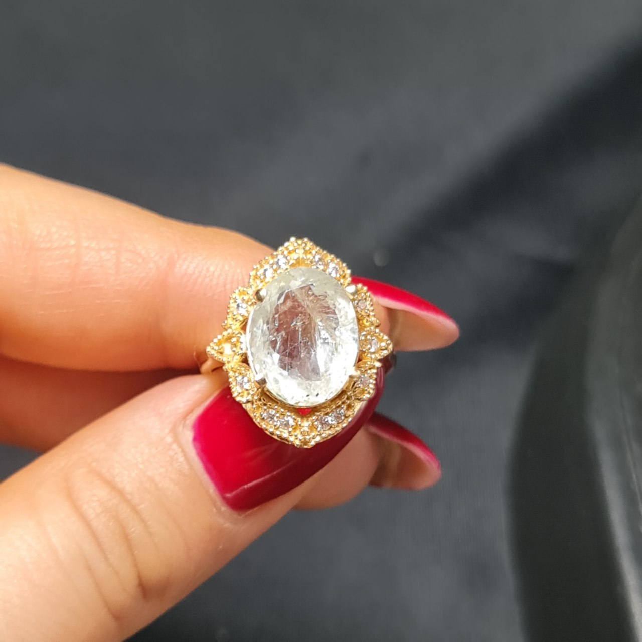 انگشتر طلا  روس با سنگ‌ طبیعی آکوامارین معدنی▫️کد : 37446