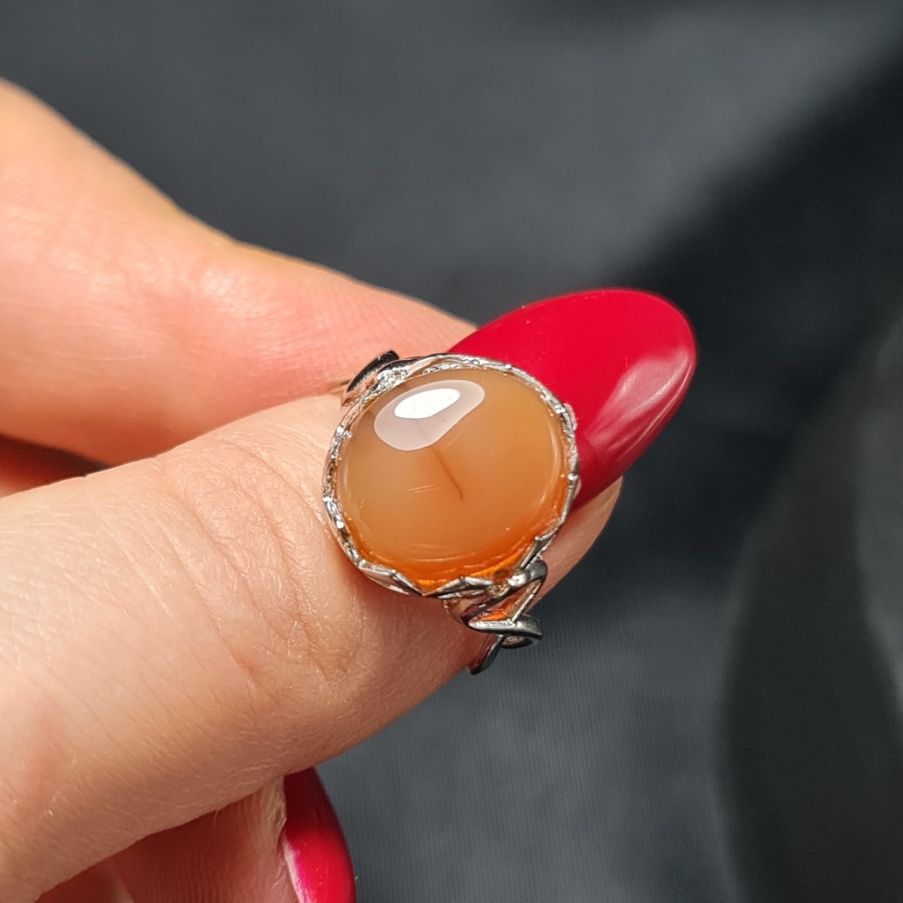 انگشتر نقره  روس با سنگ عقیق یمنی اصل  ▫️کد : 37439 