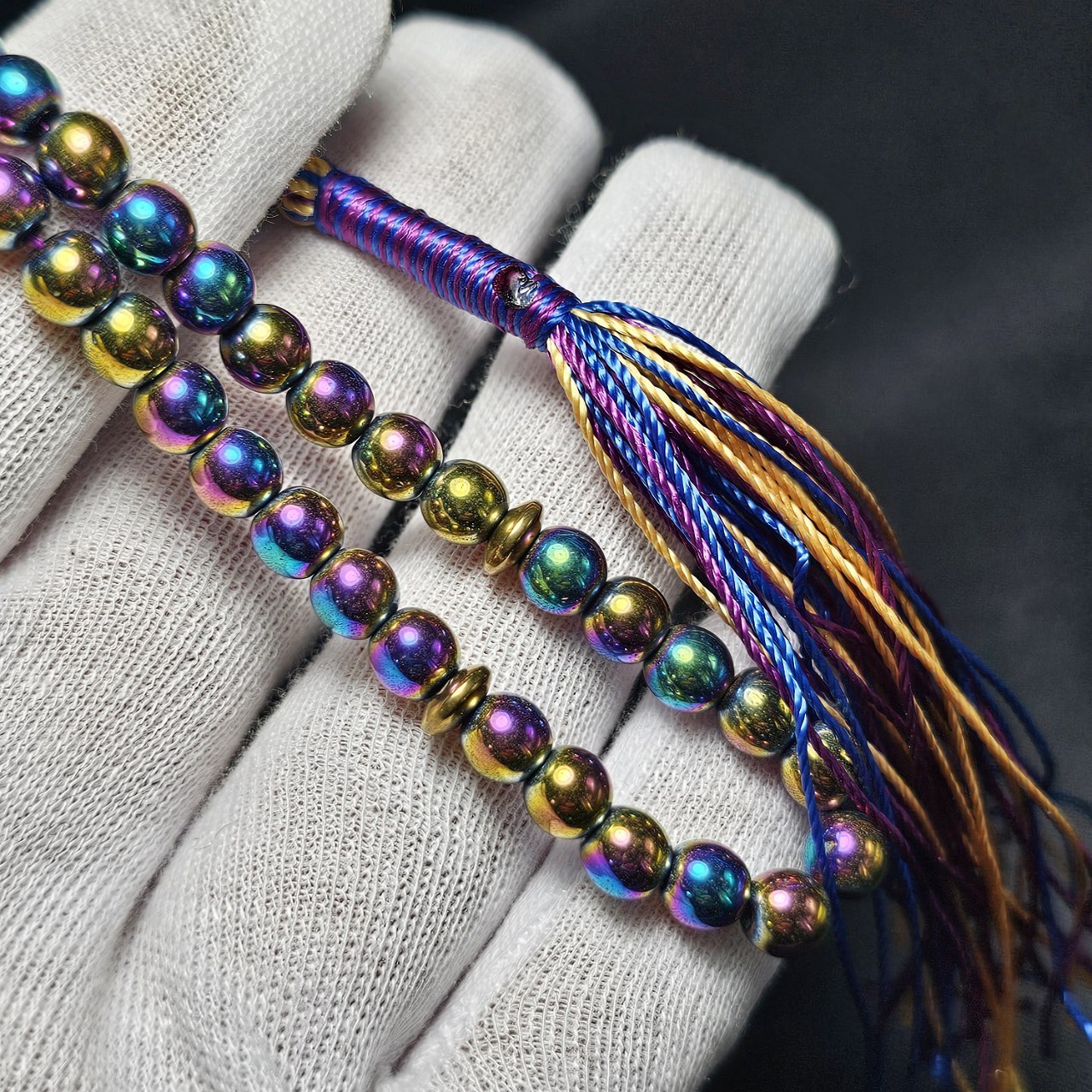 تسبیح ظریف فانتزی ۳۳ دانه سنگ حدید صینی معدنی کد  3746