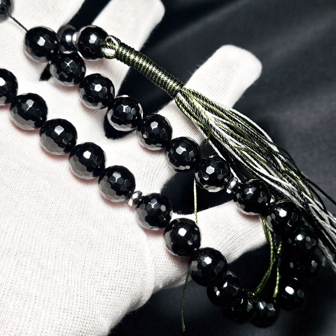 تسبیح دانه درشت ۳۳ دانه سنگ اونیکس تراش دار کد 37462