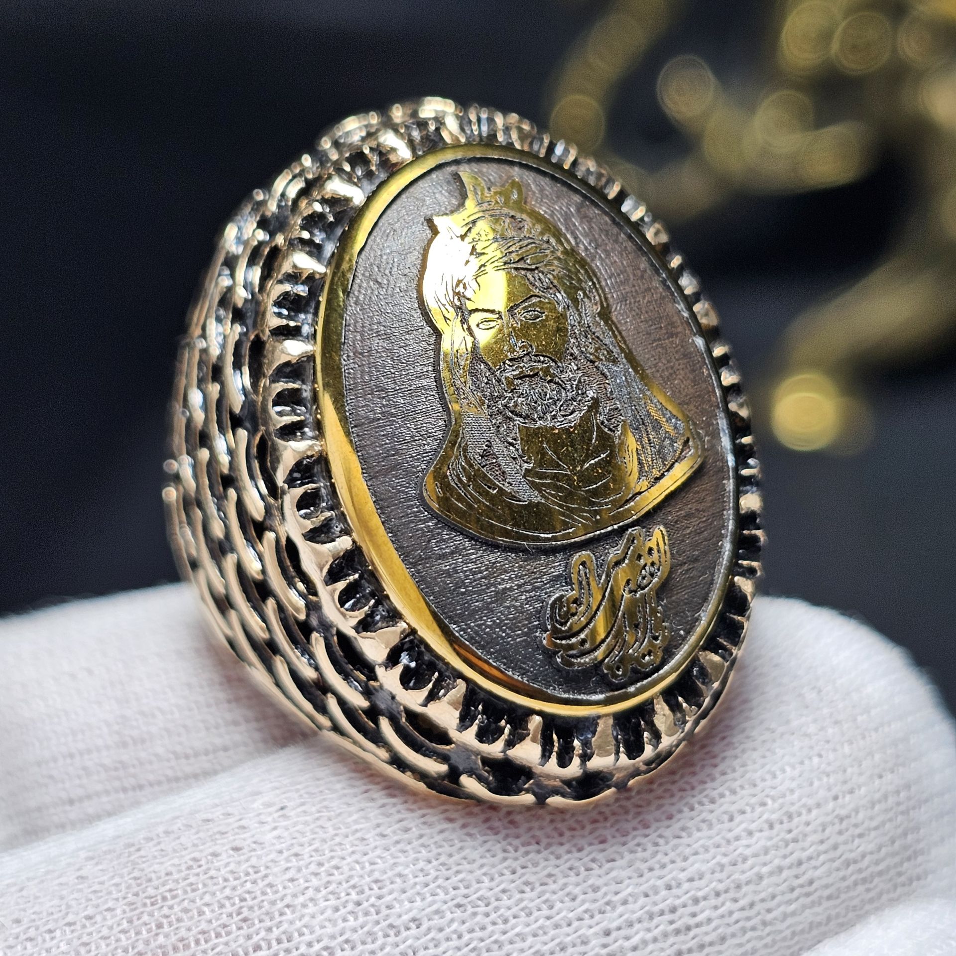 انگشتر طلا روس با سنگ حدید معدنی کد 37540 