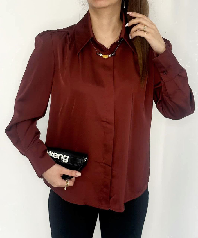 شومیز زنانه جلو باز دکمه مخفی️ کد M1105