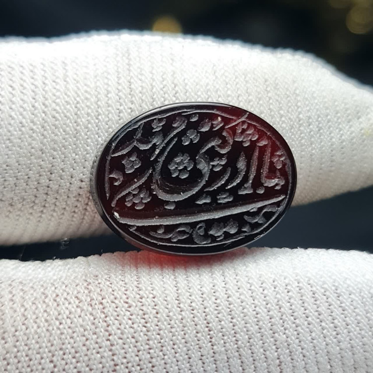 نگین سنگ عقیق جگری معدنی خط دست کد 38869