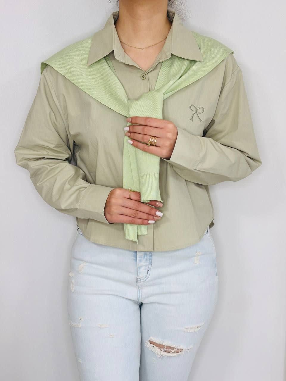شومیز زنانه کتان جلو باز کد M1130