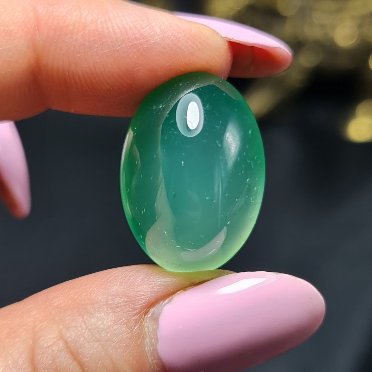نگین سنگ عقیق سبز آبدار معدنی کد  T2230