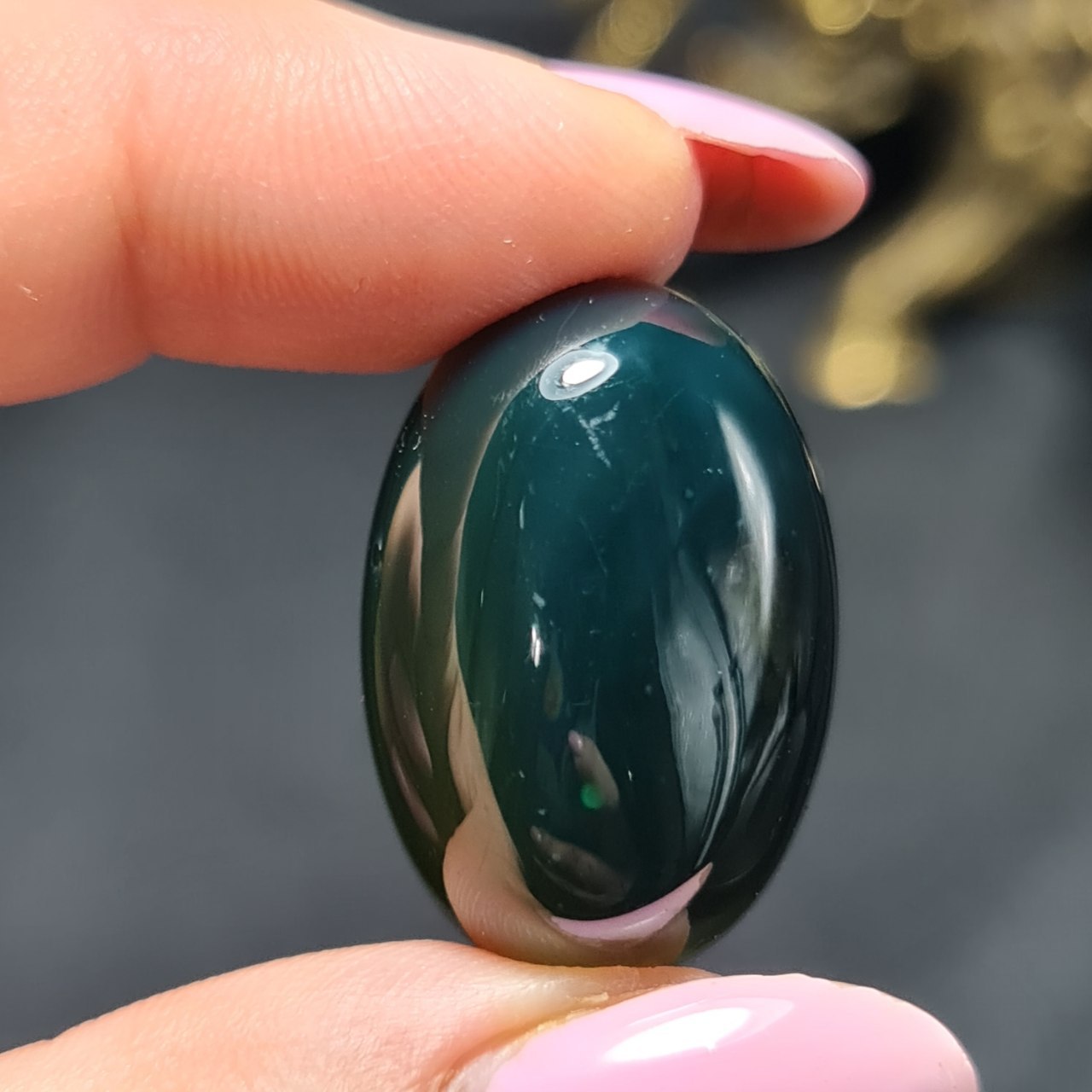 نگین سنگ عقیق سبز تیره معدنی کد  T2268