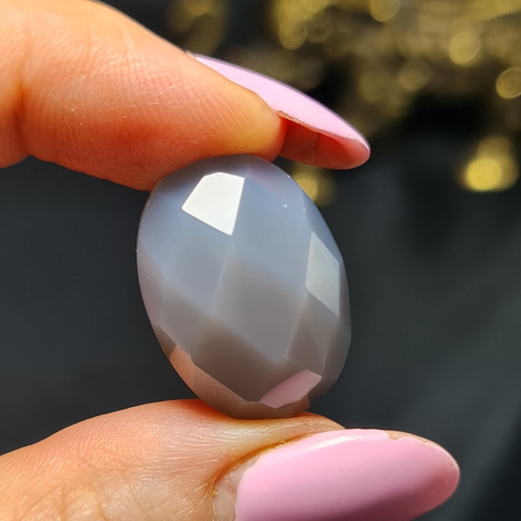 نگین سنگ عقیق کبود معدنی تراش فست کد T2279