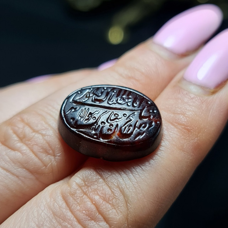 نگین سنگ عقیق معدنی خراسانی با خط دست کد T2309