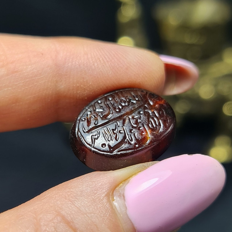 نگین سنگ عقیق معدنی خراسانی با خط دست کد T2309