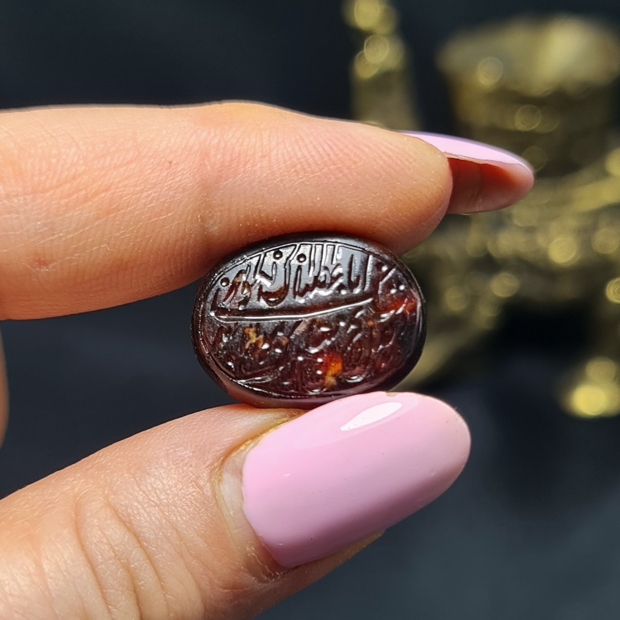 نگین سنگ عقیق معدنی خراسانی با خط دست کد  T2309