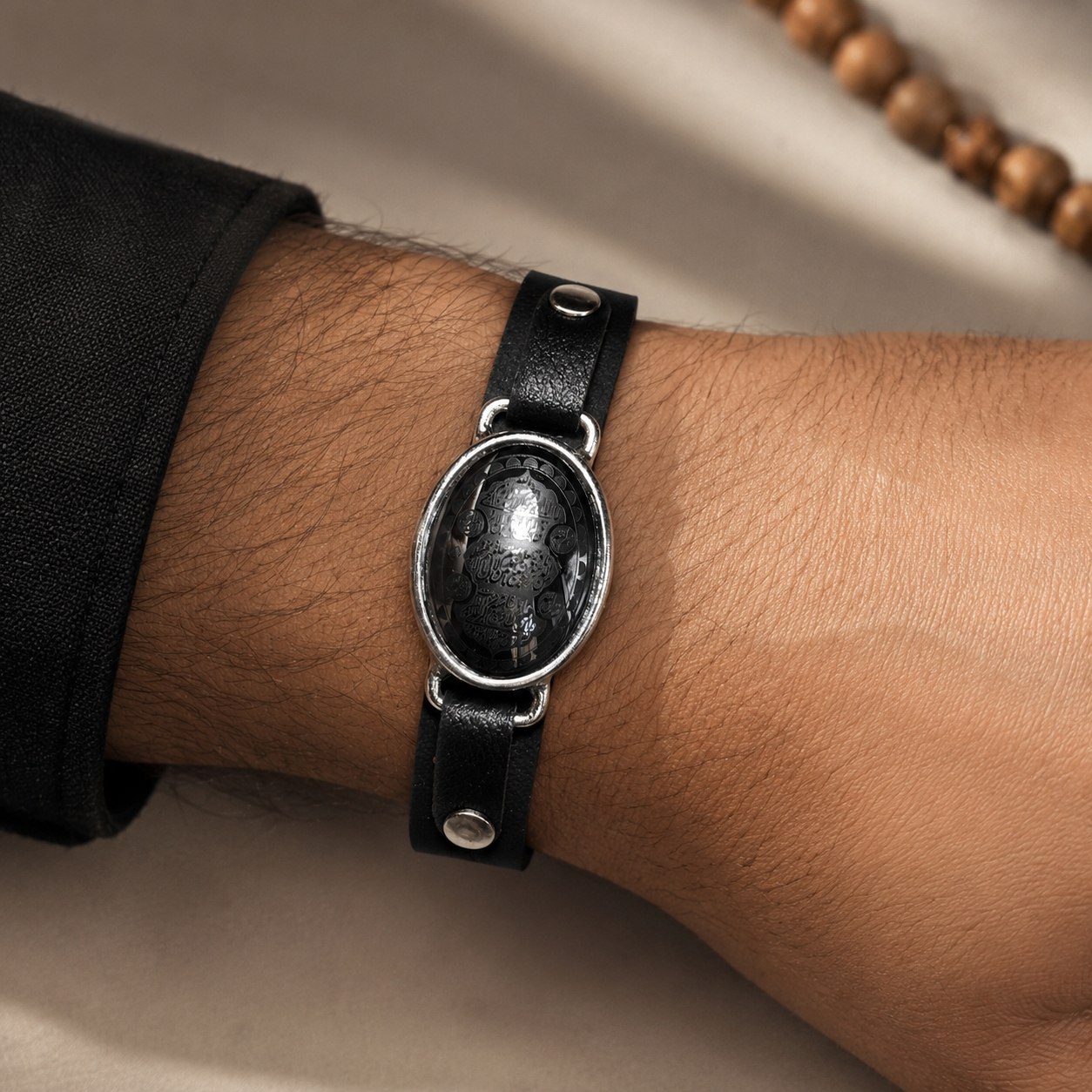 دستبند مردانه حدید صینی معدنی ( آیت الکرسی ) کد  39324