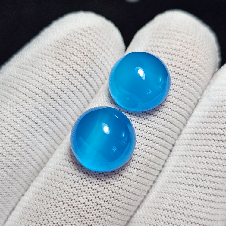 جفت نگین سنگ عقیق آبی معدنی کد S3863