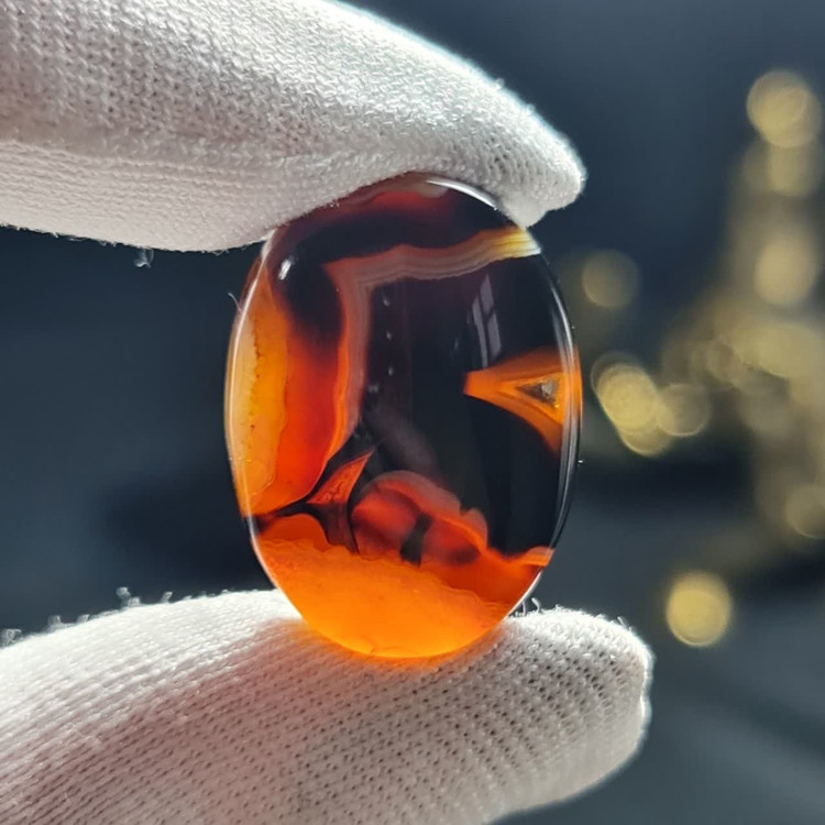 نگین سنگ عقیق سلیمانی معدنی طرح خاص کد T2428